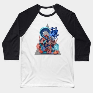 Blue Mermaid Skull Home Baseball T-Shirt